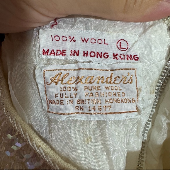 Vintage Alexander’s Beaded Sequin Wool Shell Top Hong Kong L - Picture 4 of 10